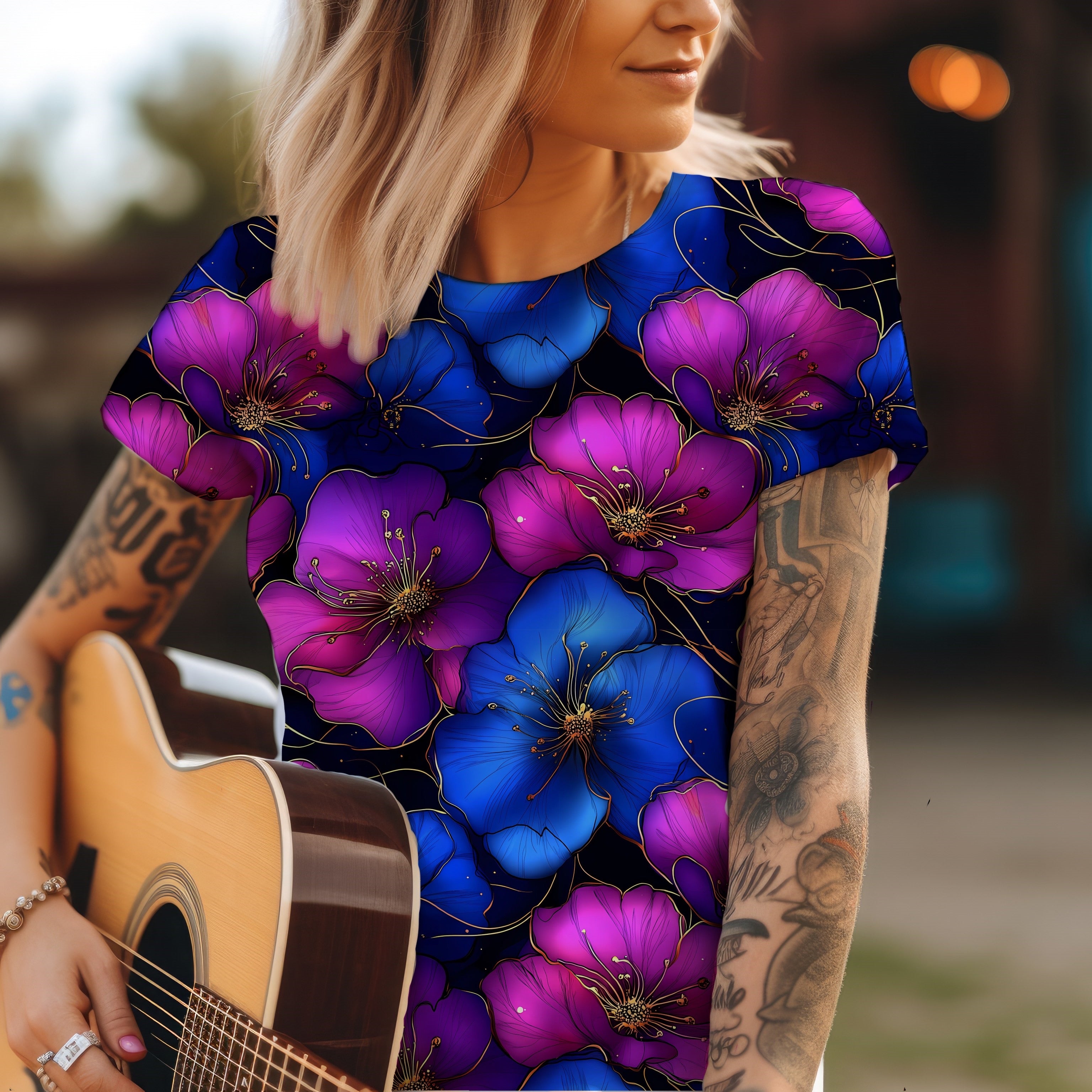 Pink blau Neon Blume Dauervorbestellung